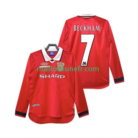 Maillot de Foot Manchester United Beckham 7 1999 2000 Domicile Retro Manches Longues